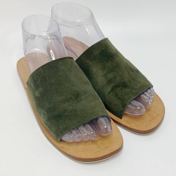 James Smith Sz 36 US 5-5.5 Off Duty Olive Suede Slide Sandals - Picture 1 of 5